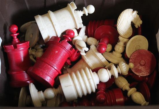 19th century barleycorn pattern chess set(-)